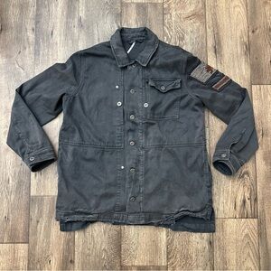 Free People Black Sequin Military Epaulet style jacket women’s size M